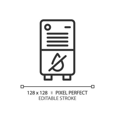 Hava nemlendirici doğrusal simge. Taşınabilir cihaz. Nem kontrolü. Su temizleme. Ev aletleri. Rahat bir ev. İnce çizgili çizim. Contour sembolü. Vektör çizimi. Düzenlenebilir vuruş