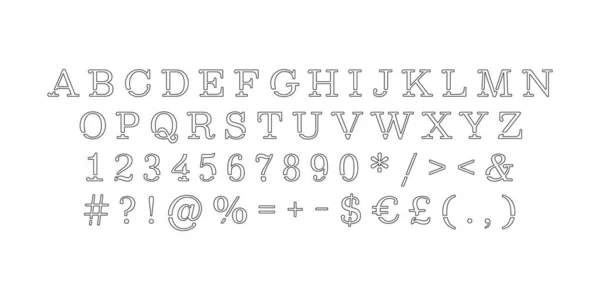 Set Alfabeto Classico Nero Stile Linea Tipografia Decorativa Vettoriale Stile — Vettoriale Stock