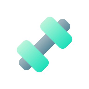 Dumbbell pikseli mükemmel düz gradyan iki renkli ui simgesi. Spor envanteri. Kas gelişimi. Basit bir piktogram. Arayüz, mobil uygulama için UX tasarımı. Vektör izole edilmiş RGB illüstrasyonu