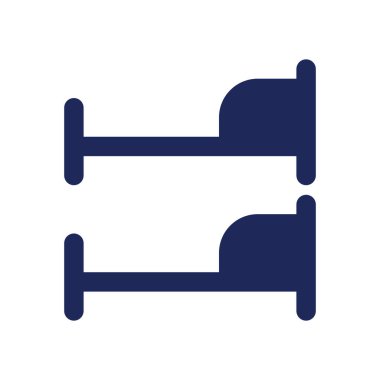 Ranza yatağı siyah glyph ui ikonu. Çocukların yatak odası düzenlemesi. Mobilyalar. Kullanıcı arayüzü tasarımı. Beyaz uzayda siluet sembolü. Ağ ve cep telefonu için sağlam bir resim. İzole vektör illüstrasyonu