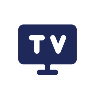 Televizyon siyah glyph ui ikonu. Oturma odası aletleri. Otelde. Kullanıcı arayüzü tasarımı. Beyaz uzayda siluet sembolü. Ağ ve cep telefonu için sağlam bir resim. İzole vektör illüstrasyonu