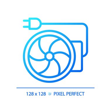 Çevrimiçi kanal fan gradyan doğrusal vektör simgesi. Havalandırma donanımı. Elektrikli alet. Isıtma ve soğutma. İnce çizgi renk sembolü. Modern tarz pictogram. Vektör izole çizimi