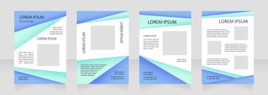 Mavi geometrik boş broşür tasarımı. Mühendislik servisi. Metin için boş kopya alanı olan dikey poster şablonu. Önceden hazırlanmış şirket raporları koleksiyonu. Düzenlenebilir el ilanı sayfaları