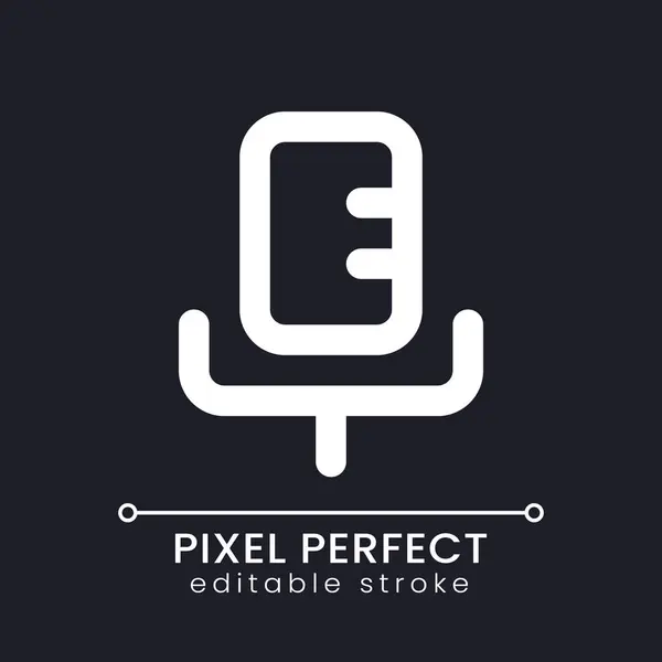 Mikrofon Pixel Perfektní Bílá Lineární Ikona Pro Tmavý Motiv Zvukový — Stockový vektor