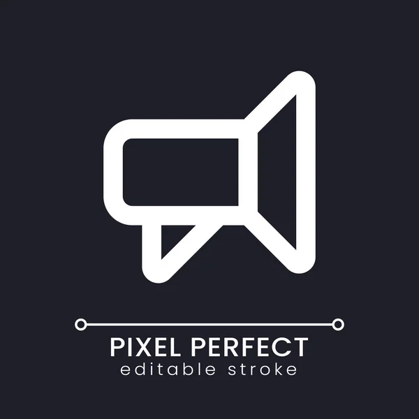 Píxel Megáfono Perfecto Blanco Lineal Icono Para Tema Oscuro Redes — Vector de stock