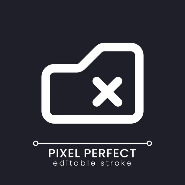 Delete Folder Pixel Perfect White Linear Icon Dark Theme Remove — Stock Vector