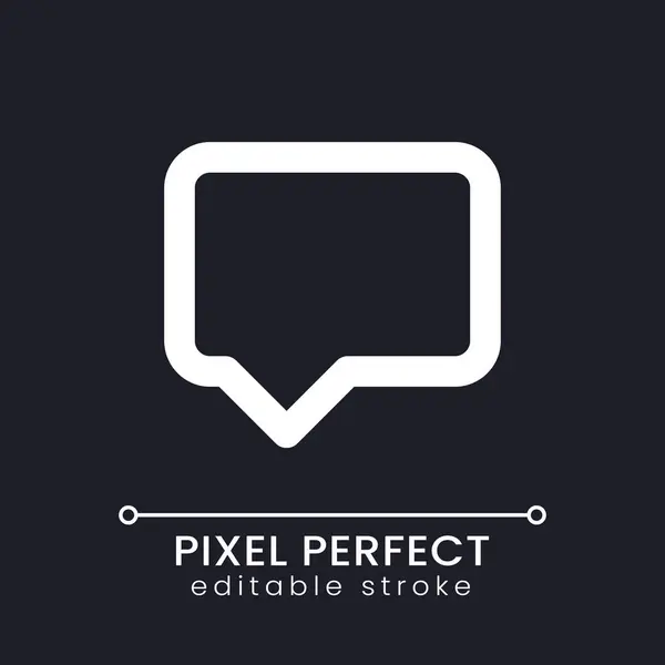 Řeč Box Pixel Perfektní Bílá Lineární Ikona Pro Tmavý Motiv — Stockový vektor