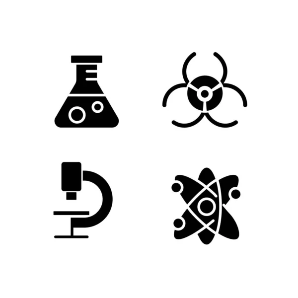 Laboratory Research Black Glyph Icons Set White Space Medical Lab — Stock Vector