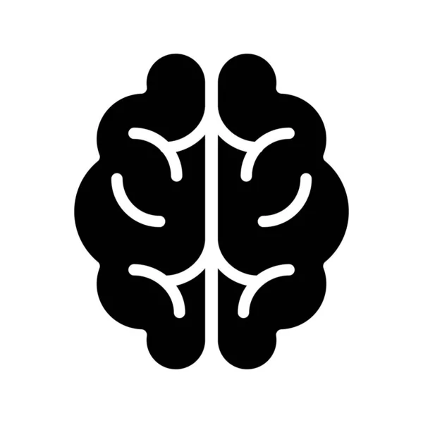 Människans Hjärna Svart Glyf Ikon Centrala Nervsystemet Komplex Kroppsdel Minne — Stock vektor