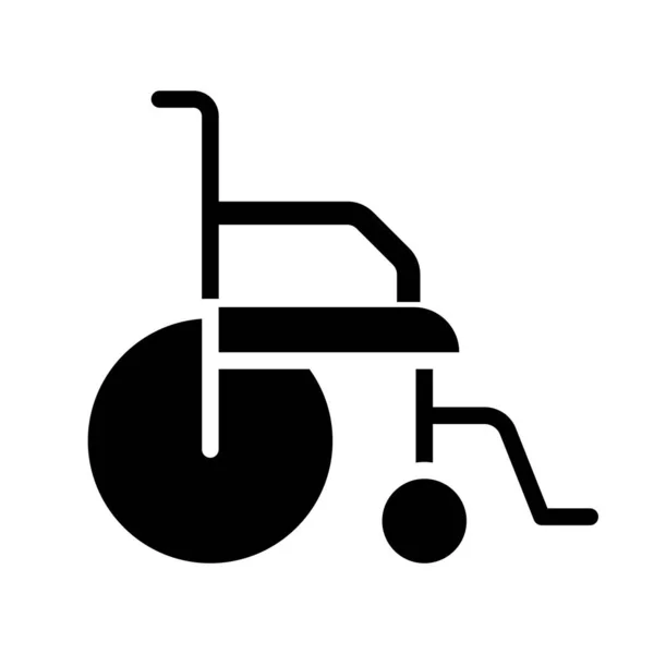 Czarna Ikona Glifu Wózku Inwalidzkim Urządzenie Transportu Medycznego Rehabilitacja Opieka — Wektor stockowy