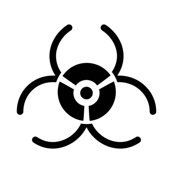 Biohazard Zwart Glyph Icoon Waarschuwingsbord Biologische Bedreiging Medisch Afval Gifstoffen — Stockvector