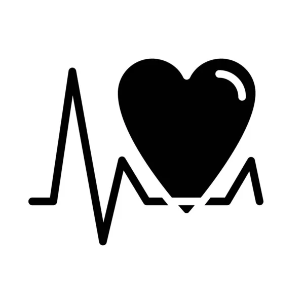 Cardiologia Ícone Glifo Negro Exame Sistema Cardiovascular Teste Médico Cardiograma — Vetor de Stock