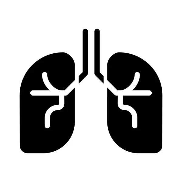Pulmones Humanos Icono Glifo Negro Control Del Sistema Respiratorio Pruebas — Vector de stock
