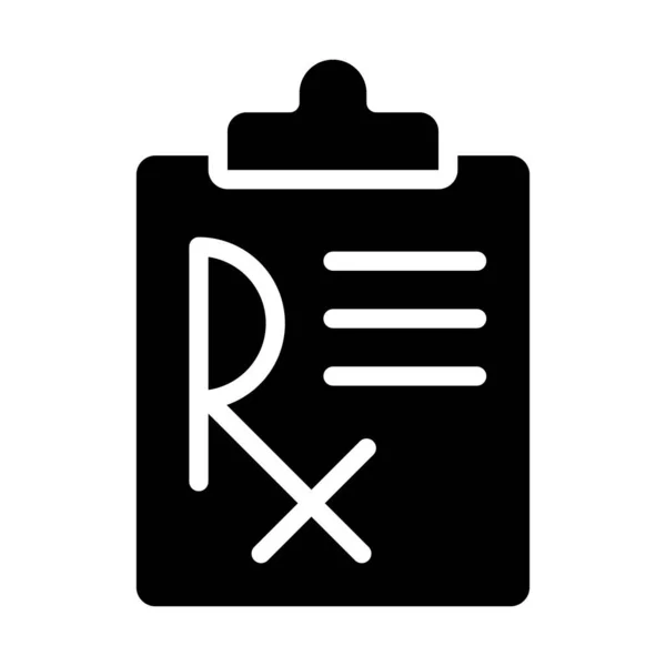 医療用処方箋ブラックグリフアイコン 病気治療 投薬療法 患者が服用する薬 白い空間にシルエットのシンボル 絵文字が固い ベクトル分離図 — ストックベクタ