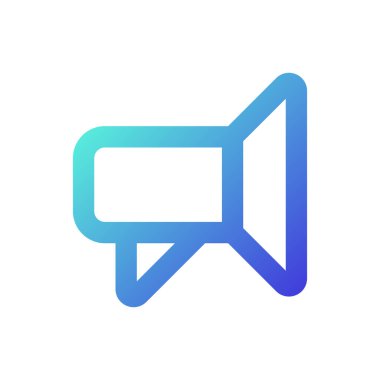 Bullhorn pikseli mükemmel gradyan çizgisel ui simgesi. Sosyal medya kanalları. Pazarlama ve terfi. Satır rengi kullanıcı arayüzü sembolü. Modern tarz pictogram. Vektör izole edilmiş taslak çizimi
