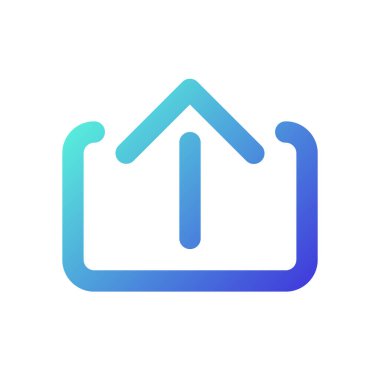 Piksel yükle mükemmel gradyan ui simgesi. Dijital dosyayı kurye ile gönder. Verileri çevrimiçi paylaş. Satır rengi kullanıcı arayüzü sembolü. Modern tarz pictogram. Vektör izole edilmiş taslak çizimi