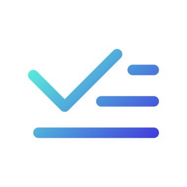 Liste ve kontrol işareti pikseli mükemmel gradyan ui simgesi. İleti grubu gönder. Operasyon tamamlandı. Satır rengi kullanıcı arayüzü sembolü. Modern tarz pictogram. Vektör izole edilmiş taslak çizimi