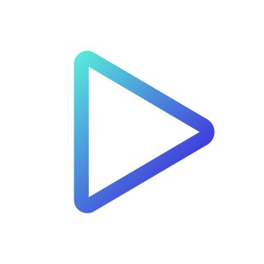 Piksel mükemmel gradyan ui simgesini oynat. Multimedya oyuncu kontrolü. Müzik ve video çalmaya başlayın. Satır rengi kullanıcı arayüzü sembolü. Modern tarz pictogram. Vektör izole edilmiş taslak çizimi