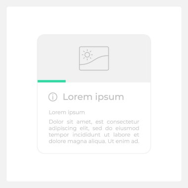 Resim bilgisi UI ögesi şablonu. Düzenlenebilir izole vektör gösterge paneli bileşeni. Düz kullanıcı arayüzü. Görsel veri sunumu. Işık temalı mobil uygulama için web tasarım gereci