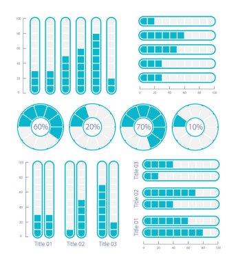 Infographic grafik tasarım şablonu olan iş ilerleme raporu. Görsel veri sunumu. Düzenlenebilir çubuk grafikleri ve dairesel diyagramlar. Kullanılan sayısız Değişken Kavram yazı tipi