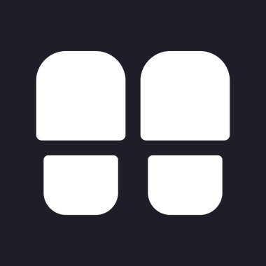 Terlikler koyu mod glyph ui simgesi. Otel oda için ayakkabı sağlar. Kullanıcı arayüzü tasarımı. Siyah uzayda beyaz siluet sembolü. Ağ ve cep telefonu için sağlam bir resim. Vektör izole illüstrasyonu