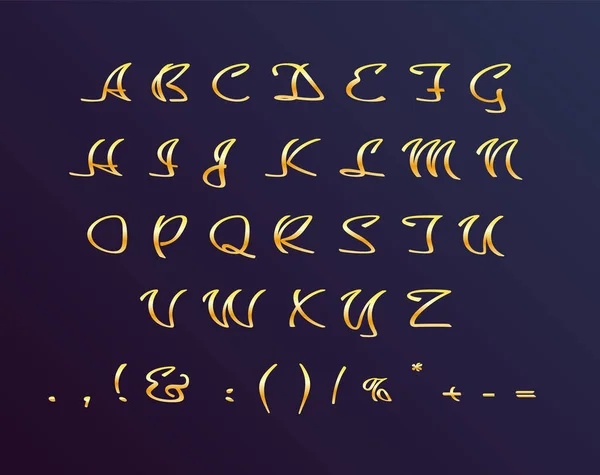 Złoto Kursywa Nowoczesny Styl Zestaw Alfabetu Wektorowa Typografia Dekoracyjna Dekoracyjny — Wektor stockowy
