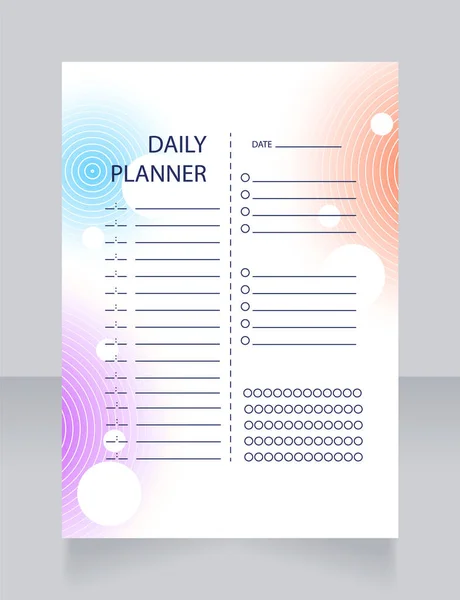 Plantilla Diseño Hoja Trabajo Del Planificador Diario Hoja Fijación Objetivos — Vector de stock