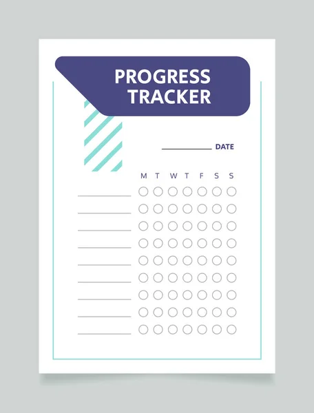 Education Progress Tracker Worksheet Design Template Printable Goal Setting Sheet — Vetor de Stock