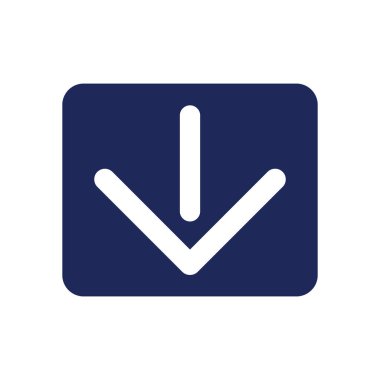 Aşağı doğru siyah glyph ui simgesini taşı. Akıllı telefon uygulama navigasyonu. Haberci tarihi. Kullanıcı arayüzü tasarımı. Beyaz uzayda siluet sembolü. Ağ ve cep telefonu için sağlam bir resim. İzole vektör illüstrasyonu