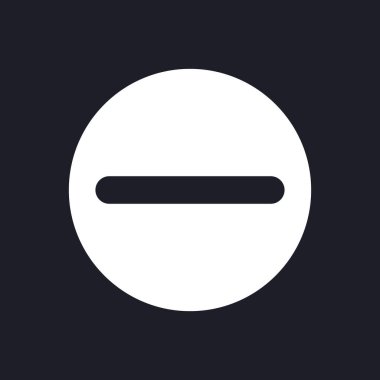 Çıkarma düğmesi koyu mod simgesi. Çemberin dışında. Ögeleri kaldır. Kullanıcı arayüzü tasarımı. Siyah uzayda beyaz siluet sembolü. Ağ ve cep telefonu için sağlam bir resim. Vektör izole illüstrasyonu