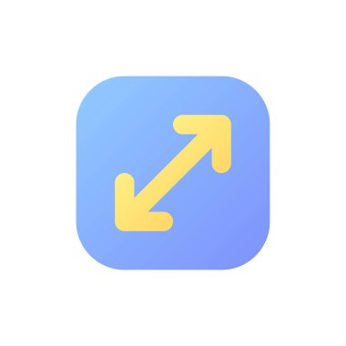 Ekran genişletme pikseli mükemmel düz eğim renk ui simgesi. Multimedya oyuncu kontrolü. Boyut değişiyor. Basit bir piktogram. Arayüz, mobil uygulama için UX tasarımı. Vektör izole edilmiş RGB illüstrasyonu