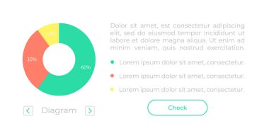 Yuvarlak diyagram UI element şablonu. Düzenlenebilir izole vektör gösterge paneli bileşeni. Düz kullanıcı arayüzü. Görsel veri sunumu. Işık temalı mobil uygulama için web tasarım gereci
