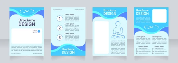 Yoga Class Blue Blank Brochure Design Template Set Copy Space — Stock Vector