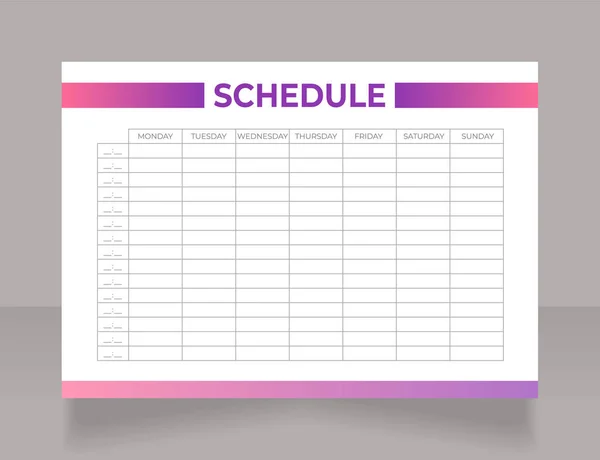 Web Designer Course Schedule Worksheet Design Template Printable Goal Setting — Vetor de Stock