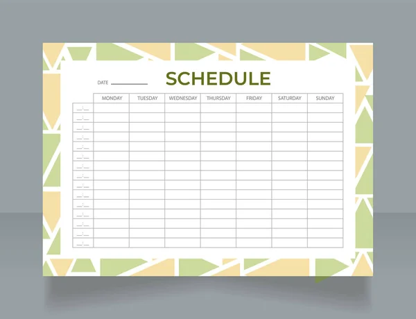 Music School Schedule Worksheet Design Template Printable Goal Setting Sheet — Vetor de Stock