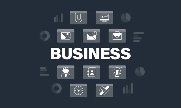 Business Analytics Word Concept Design Template Mit Symbolen Infografiken Mit — Stockvektor
