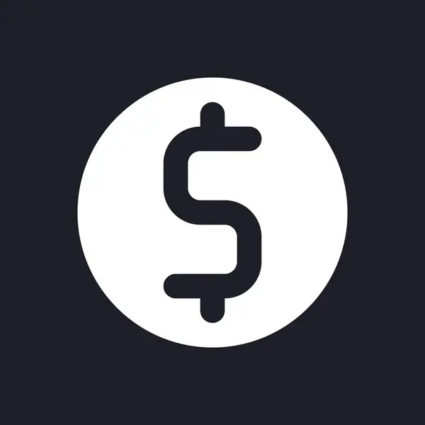 Coin Dark Mode Glyph Icon 온라인 서비스 사용자 인터페이스 디자인 — 스톡 벡터
