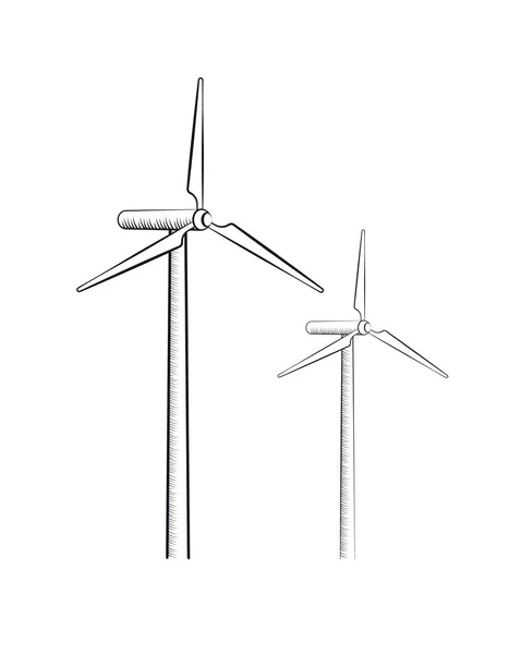 Wind Turbines Plat Krijt Element Ontwerp Energieproductie Bewerkbaar Pictogram Geïsoleerd — Stockvector