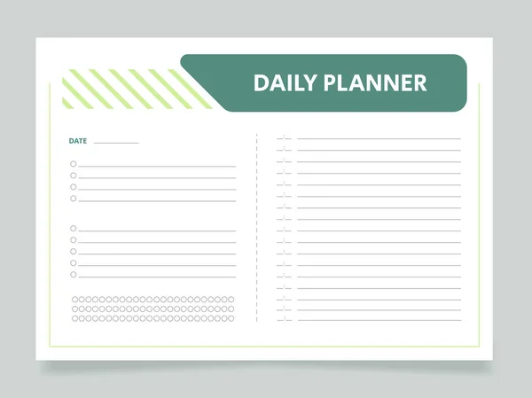Daily Business Planner Worksheet Design Template Printable Goal Setting Sheet — Wektor stockowy