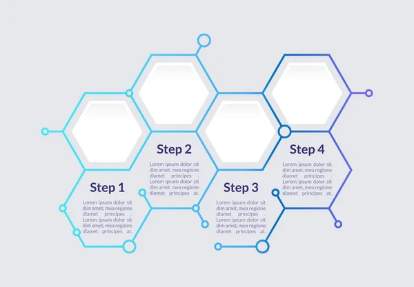 Blaue Gradient Hexagon Infografik Diagramm Design Vorlage Informationen Zur Klinik — Stockvektor