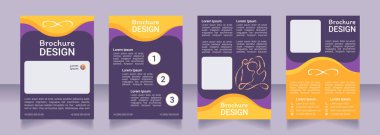 Meditasyon ve yoga boş broşür tasarımı. Metin için kopyalama alanı ile şablon ayarlandı. Önceden hazırlanmış şirket raporları koleksiyonu. Düzenlenebilir 4 sayfa. Roboto Light, Medium, Itim Düzenli yazı tipleri