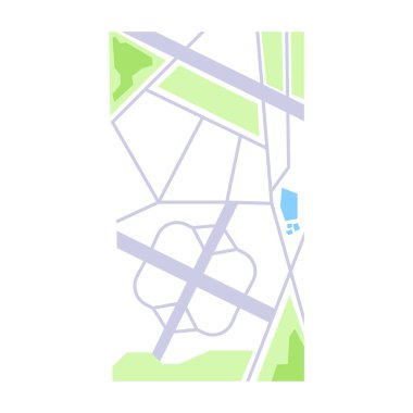 Şehir haritası broşür tasarımı. Yol haritası parçası. Güzergahları arayın. Metin için boş kopya alanı olan vektör illüstrasyonu. Poster dekorasyonu için düzenlenebilir şekiller. Yaratıcı ve özelleştirilebilir çerçeve