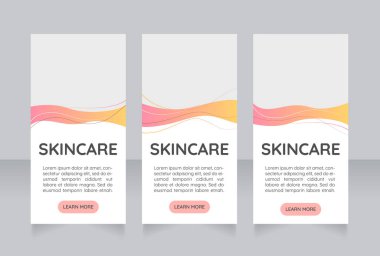 Cilt bakımı prosedürleri tanıtım web pankartı tasarım şablonu. Metin alanı olan vektör broşürü. Kişiselleştirilmiş telif alanı olan reklam pankartı. Reklam için basılabilir poster. Kullanılan bataklık yazı tipi