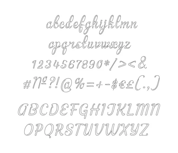 手書きの行スタイルのアルファベットセット ベクター装飾タイポグラフィ 装飾的なタイプセットスタイル ヘッダーのラテン文字 グラフィックポスター バナー 招待状テキストの流行の手紙と番号 — ストックベクタ