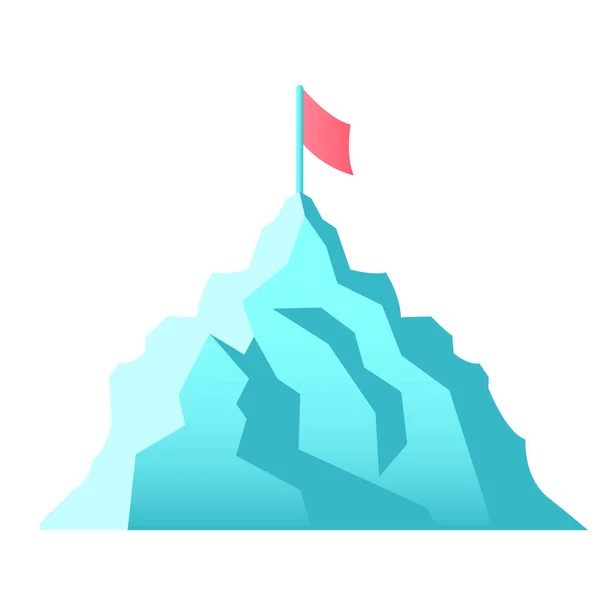 Hoogste Bergtop Met Vlag Vector Design Element Abstract Aanpasbaar Symbool — Stockvector