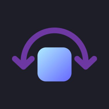 Karanlık tema için sallanan düz gradyan ui simgesini doldurur. Video efekt editörü. Kamera sallaması. Piksel mükemmel renk piktogramı. GUI, UX siyah alan tasarımı. Vektör izole edilmiş RGB illüstrasyonu