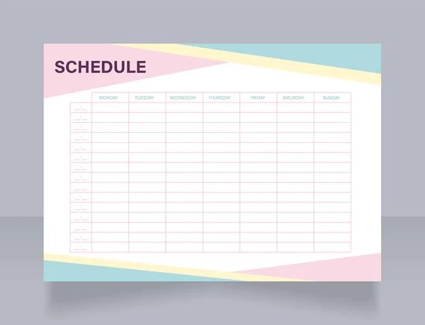 Camp Activities Schedule Worksheet Design Template Printable Goal Setting Sheet — Stock vektor