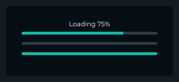 Loading progress bar UI element template. Editable isolated vector dashboard component. Flat user interface. Visual data presentation. Web design widget for mobile application with dark theme