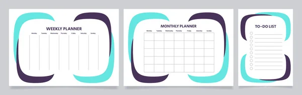 Work Tasks Planner Worksheet Design Templates Set Printable Goal Setting — Image vectorielle