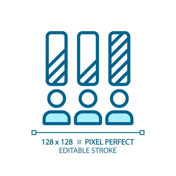 Icône Bleue Parfaite Pixel Classement Des Candidats Avec Graphique Barres — Image vectorielle